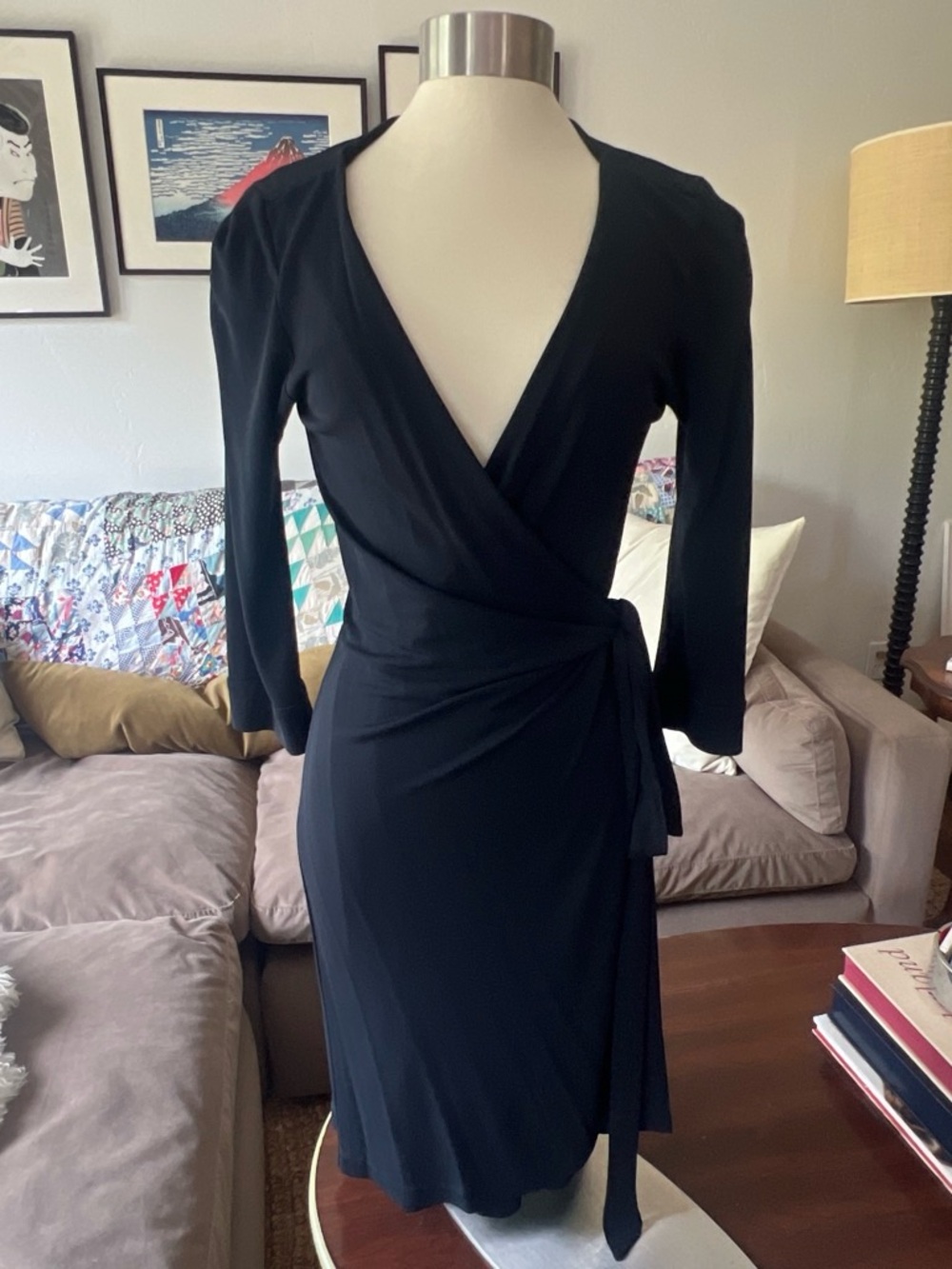 Diane Von Furstenberg Black Wrap Midi Dress